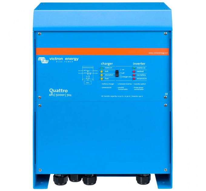 Інвертор VictronEnergy Quattro 48/5000/70-100/100 однофазний чиста синусоїда Інвертор VictronEnergy Quattro 48/5000/70-100/100 однофазний чиста синусоїда