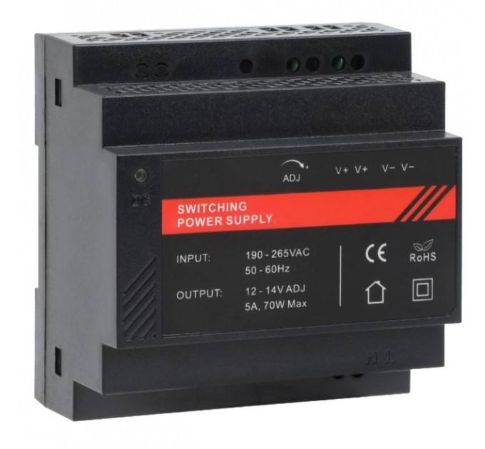 Блок живлення на DIN рейку DR12060-02 12V/5A Блок живлення на DIN рейку DR12060-02 12V/5A