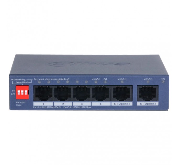 Комутатор 6 портів керований Dahua DH-CS4006-4ET2GT-36 PoE