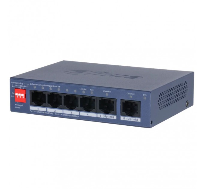 Комутатор 6 портів керований Dahua DH-CS4006-4ET2GT-36 PoE