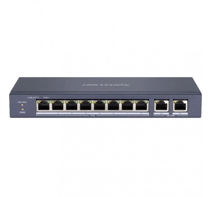 Комутатор 10 портів некерований Hikvision DS-3E0310P-E/M(B) PoE