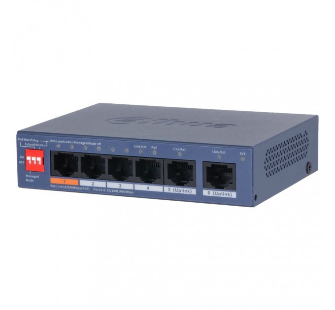 Комутатор 6 портів керований Dahua DH-CS4006-4ET2GT-60 PoE