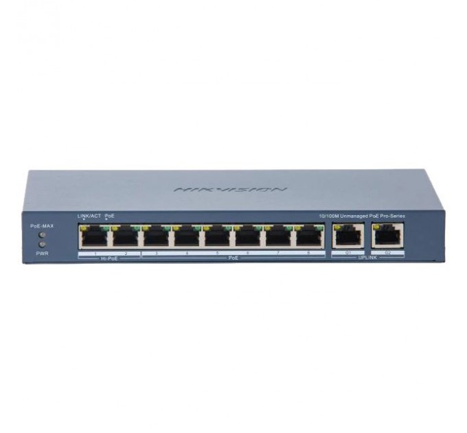 Комутатор 10 портів некерований Hikvision DS-3E0310HP-E(C) POE