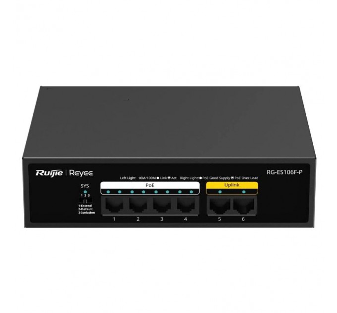 Комутатор 6 портів некерований Ruijie Reyee RG-ES106F-P PoE