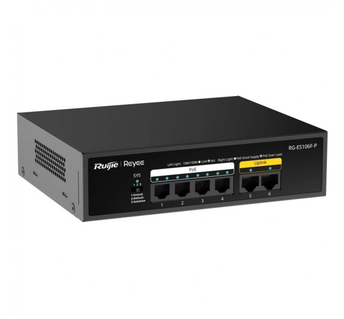 Комутатор 6 портів некерований Ruijie Reyee RG-ES106F-P PoE