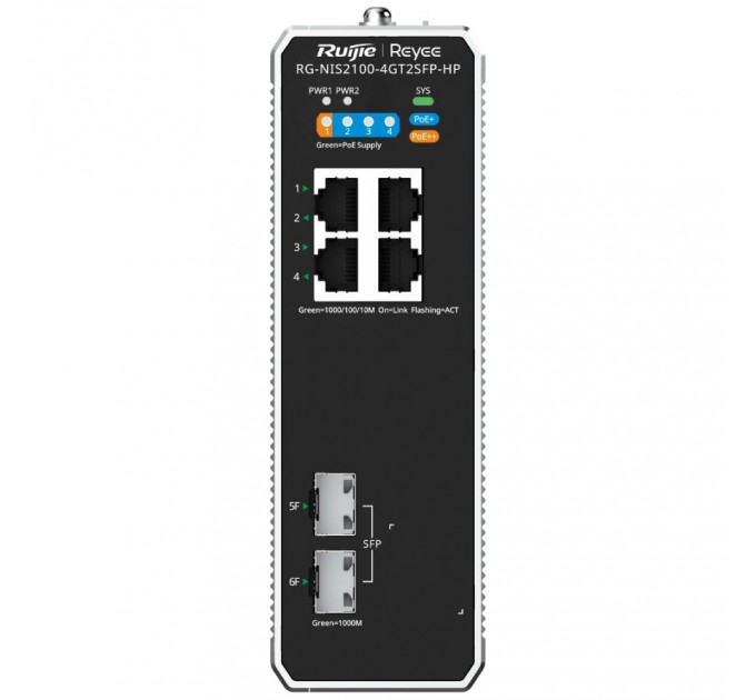 Комутатор 6 портів керований Ruijie Reyee RG-NIS2100-4GT2SFP-HP PoE++