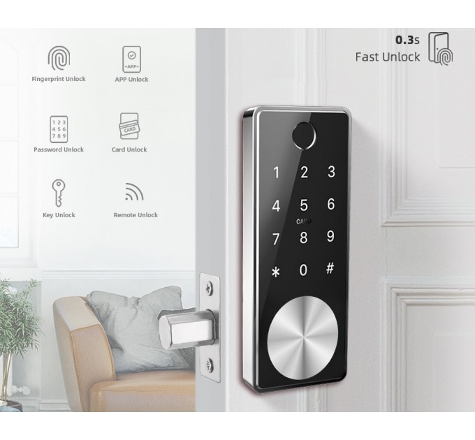 Розумний дверний біометричний замок SEVEN LOCK SL-7736BF black