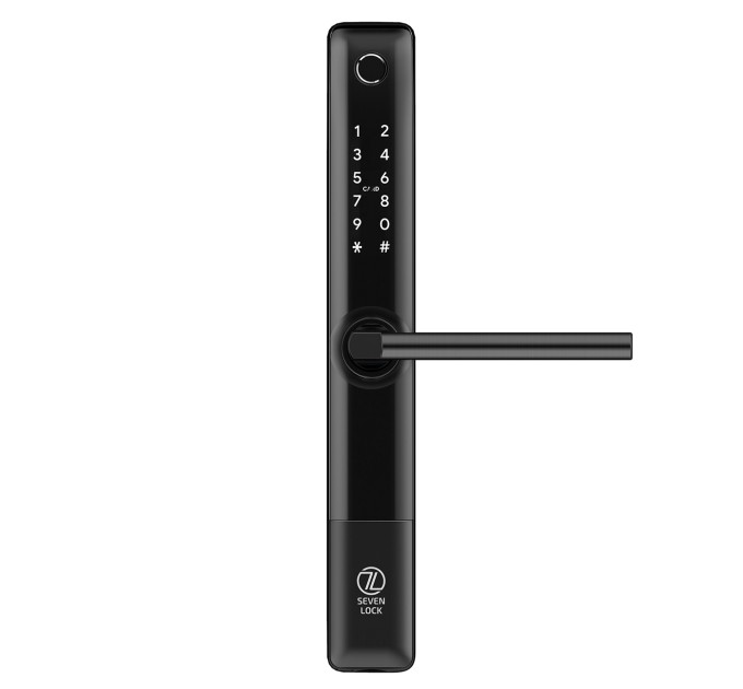 Розумний дверний біометричний замок SEVEN LOCK SL-7762BF black (врізна частина 3585)