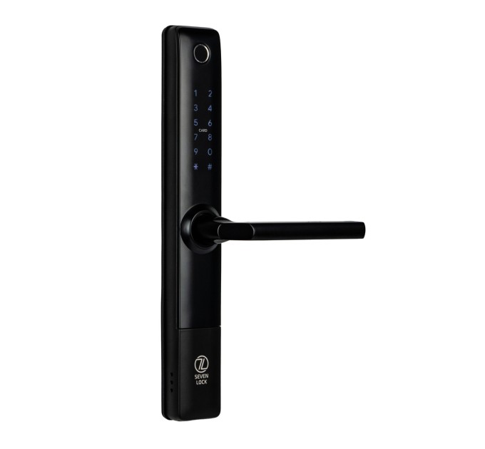 Розумний дверний біометричний замок SEVEN LOCK SL-7762BF black (врізна частина 3585)