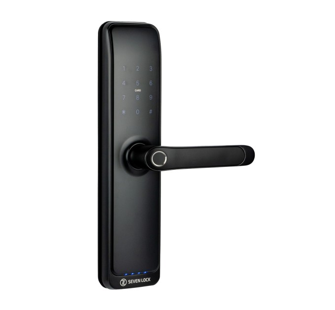 Розумний дверний біометричний замок SEVEN LOCK SL-7767BF black (врізна частина 6068)