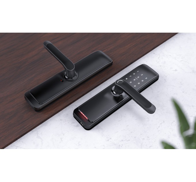 Розумний дверний біометричний замок SEVEN LOCK SL-7767BF black (врізна частина 6068)