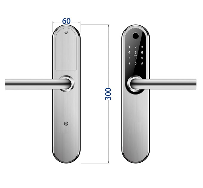 Розумний дверний біометричний замок SEVEN LOCK SL-7768BF silver (врізна частина (252) 6085)