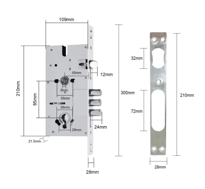 Розумний дверний біометричний замок SEVEN LOCK SL-7768BF silver (врізна частина (252) 6085)