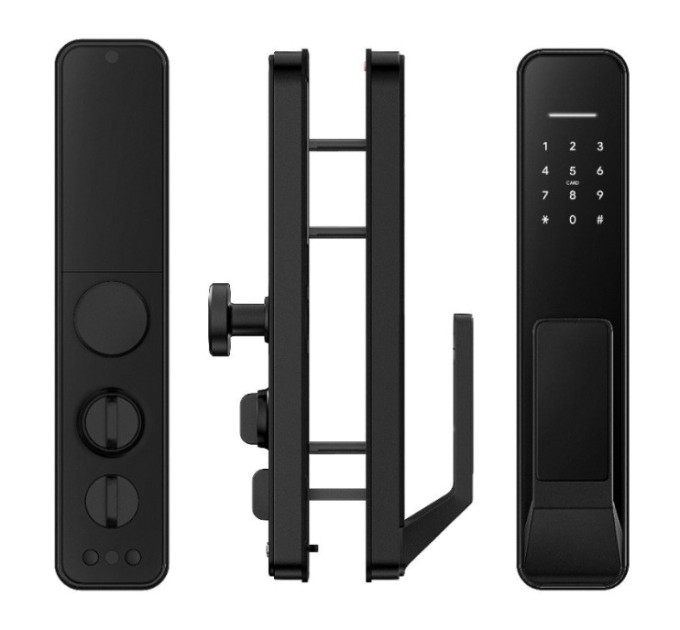 Розумний дверний біометричний замок SEVEN LOCK SL-7769BF black (врізна частина 6068)