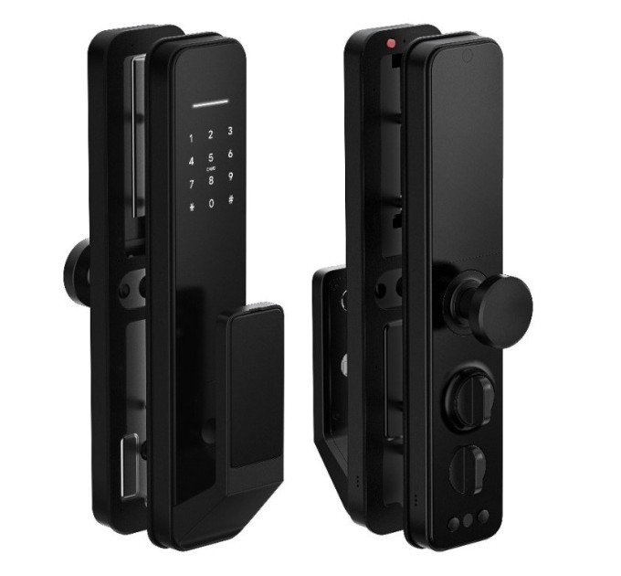 Розумний дверний біометричний замок SEVEN LOCK SL-7769BF black (врізна частина 6068)