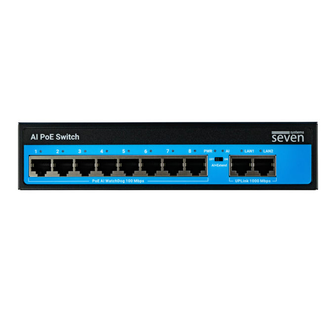 PoE комутатор 8 портів SEVEN P-7328G (POE: 8, UP: 2G)