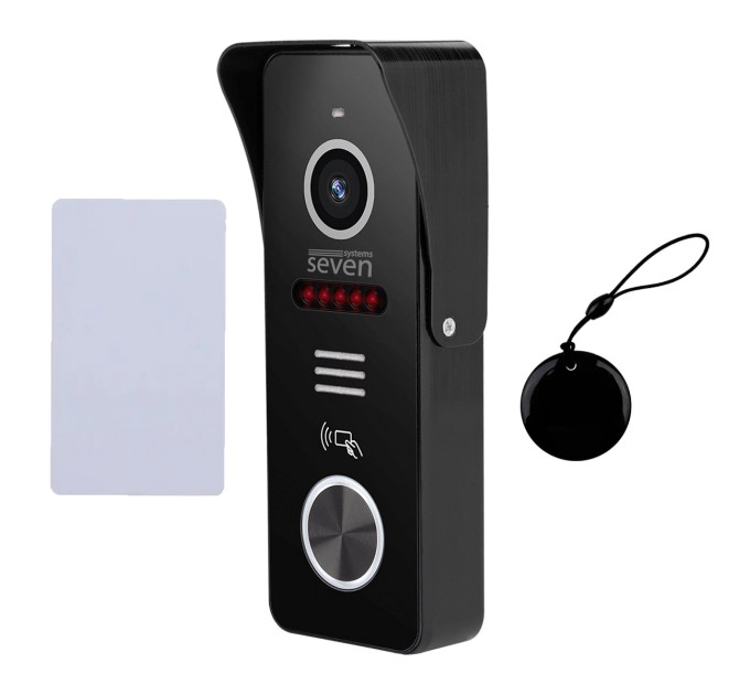 Комплект Wi-Fi домофону 7 дюймів з панеллю виклику зі зчитувачем карт в офіс SEVEN DP-7577/02Kit black