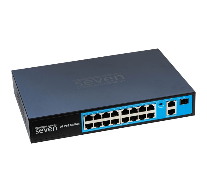 PoE комутатор 16 портів SEVEN P-73216G-SFP (POE: 16, UP: 2G+1SFP)