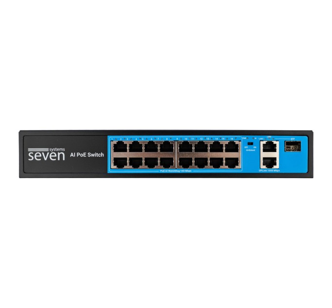 PoE комутатор 16 портів SEVEN P-73216G-SFP (POE: 16, UP: 2G+1SFP)