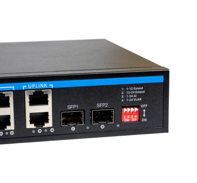 PoE комутатор 24 порти SEVEN P-73224G-2SFP (POE: 24, UP: 2 Combo G / SFP)