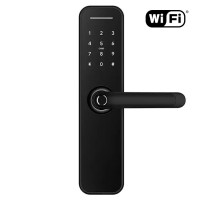 Розумний дверний біометричний замок SEVEN LOCK SL-7766BFW black (врізна частина 7068)