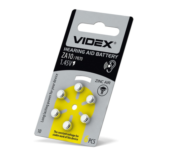 Батарейка повітряно цинкова Videx ZA10 (PR70) BLISTER 6
