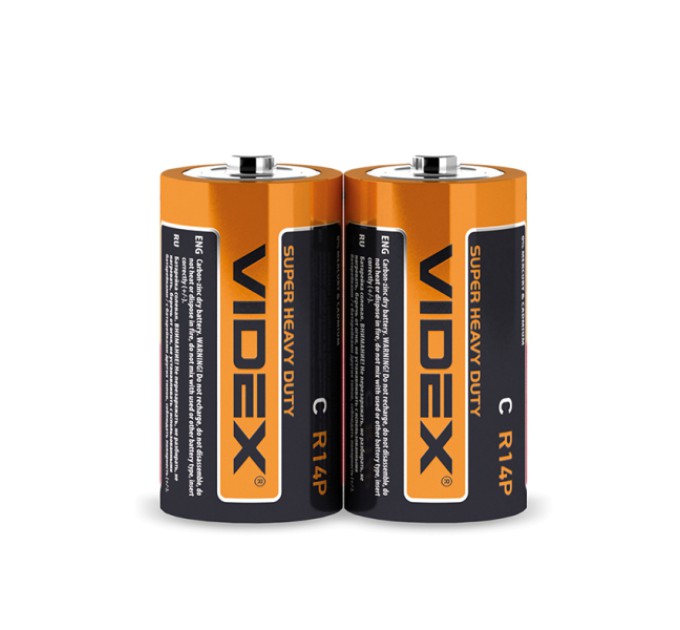 Батарейка сольова Videx R14P/C 2шт SHRINK