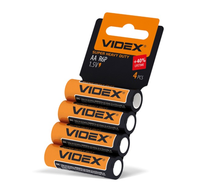 Батарейка сольова Videx R6P/AA 4шт SHRINK CARD