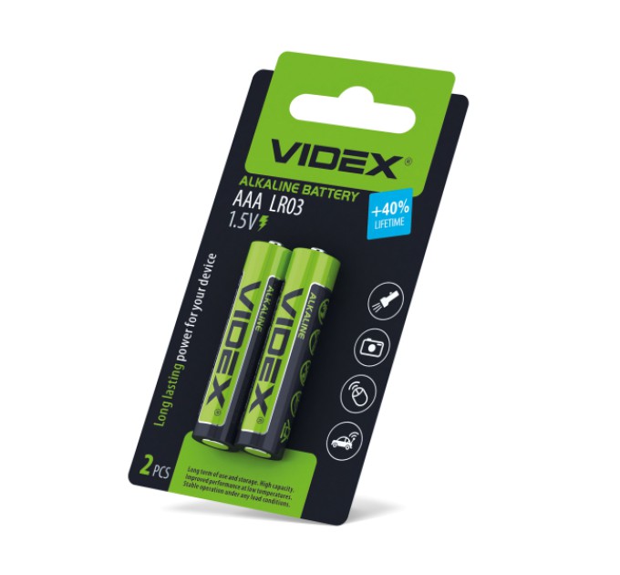 Батарейка лужна Videx LR03/AAA 2шт SMALL BLISTER