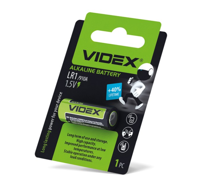 Батарейка лужна Videx LR1 1шт BLISTER