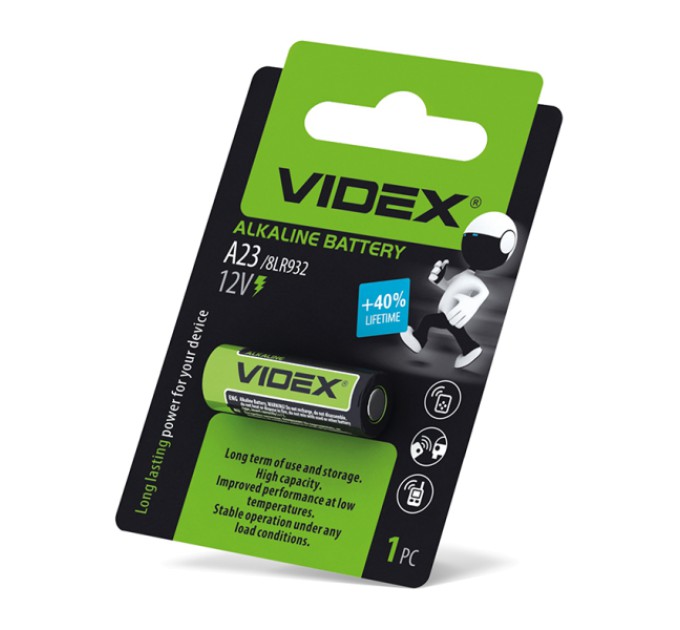 Батарейка лужна Videx А23/Е23А 1шт BLISTER CARD