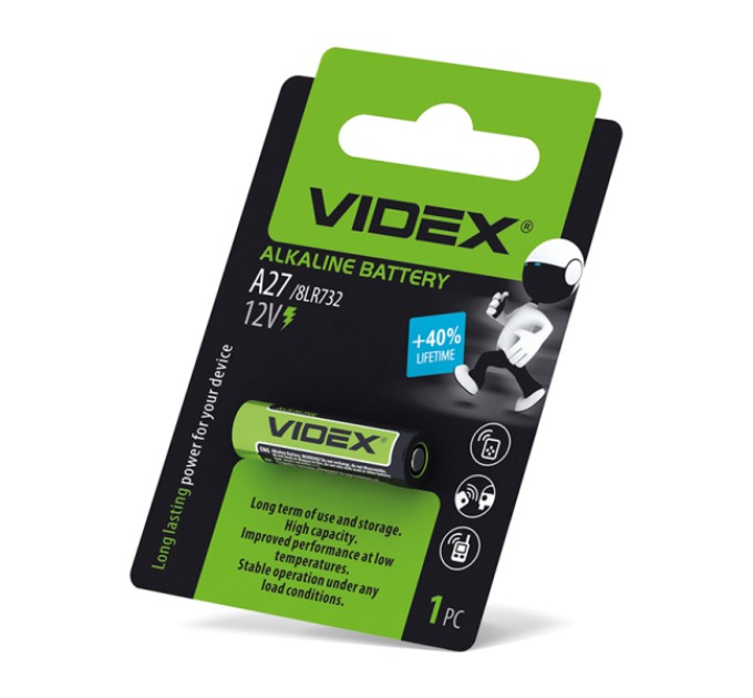 Батарейка лужна Videx А27 1шт BLISTER CARD
