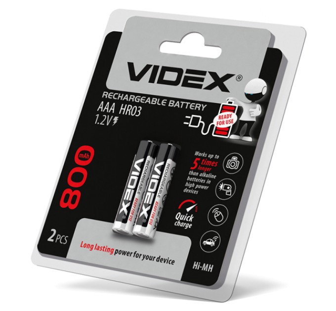 Акумулятори Videx HR03 / AAA 800mAh double blister/2шт