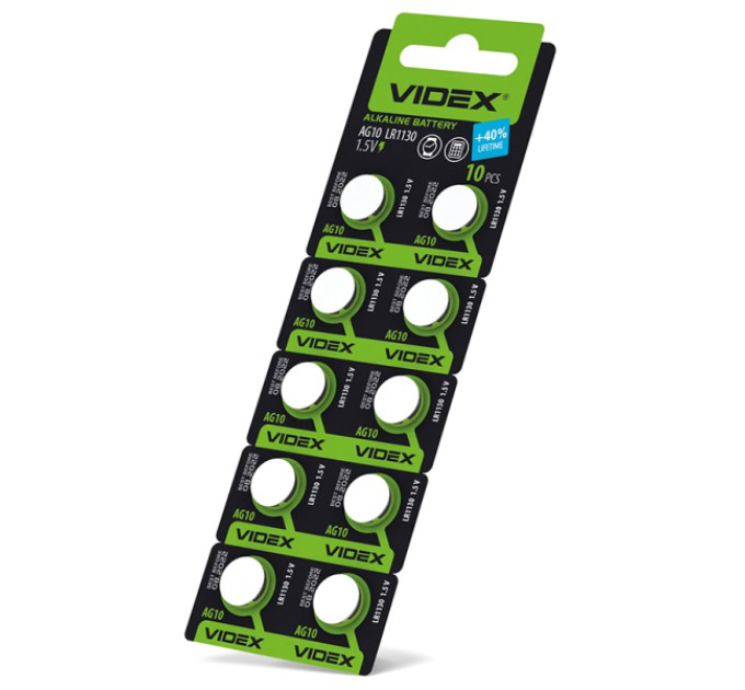 Батарейка годинникова Videx AG10/LR1130 BLISTER CARD 10 шт