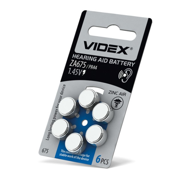 Батарейка повітряно цинкова Videx ZA675 (PR44) BLISTER 6