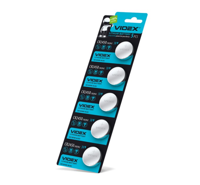 Батарейка літієва Videx CR2450 5шт BLISTER CARD