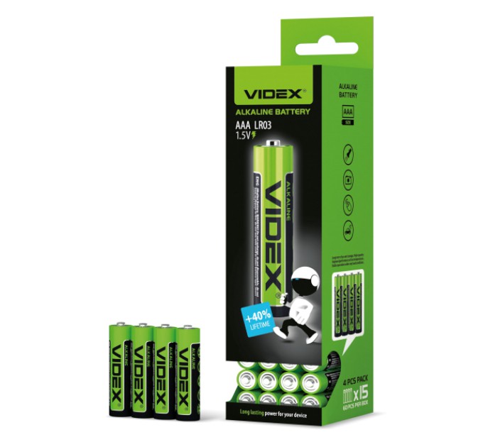 Батарейка лужна Videx LR03/AAA 4шт SHRINK