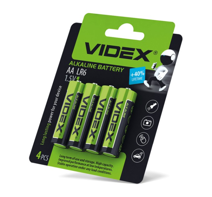 Батарейка лужна Videx LR6/AA 4шт Blister Card