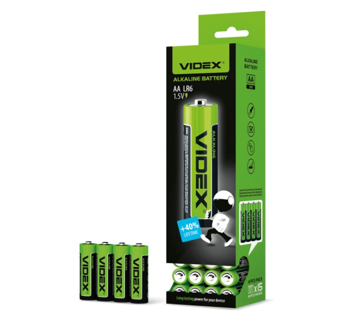 Батарейка лужна Videx LR6/AA 4шт SHRINK