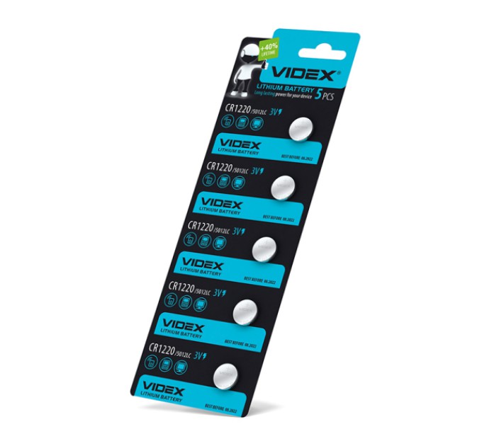 Батарейка літієва Videx CR1220 5шт BLISTER CARD