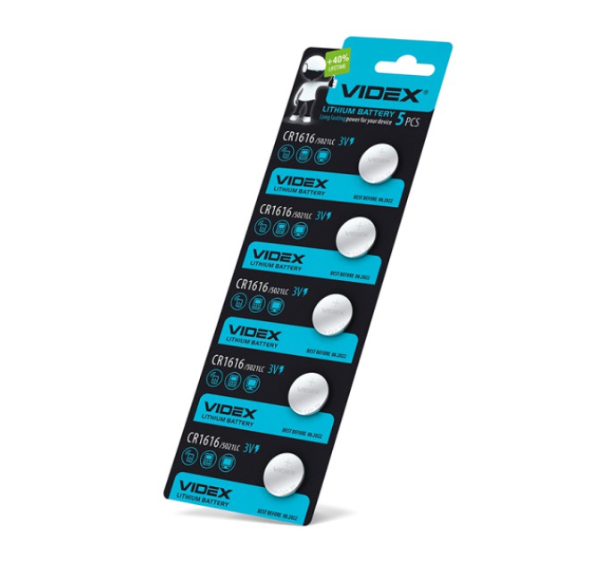 Батарейка літієва Videx CR1616 5шт BLISTER CARD