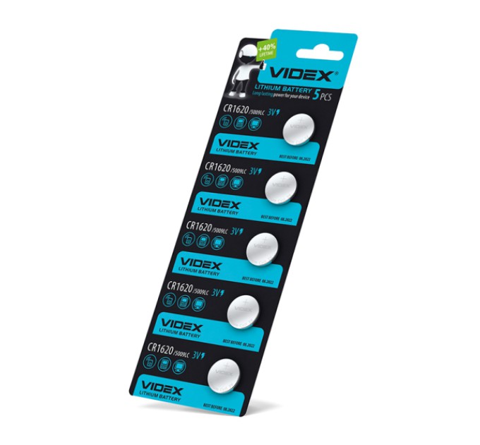Батарейка літієва Videx CR1620 5шт BLISTER CARD