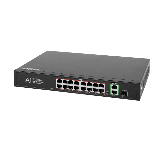 Комутатор мережевий POE GV-010-D-16+2 PG+1 SFP