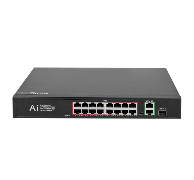 Комутатор мережевий POE GV-010-D-16+2 PG+1 SFP