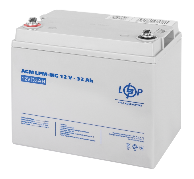 Акумулятор мультигелевий AGM LPM-MG 12V - 33 Ah для TESLA