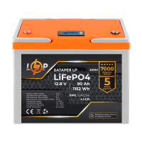 Акумулятор LP LiFePO4 LCD 12V (12,8V) - 90 Ah (1152Wh) (BMS 50A/25A) пластик