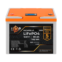 Акумулятор LP LiFePO4 LCD 12V (12,8V) - 90 Ah (1152Wh) (BMS 80A/40A) пластик