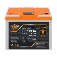 Акумулятор LP LiFePO4 для ДБЖ LCD 24V (25,6V) - 52 Ah (1331Wh) (BMS 80A/40А) пластик