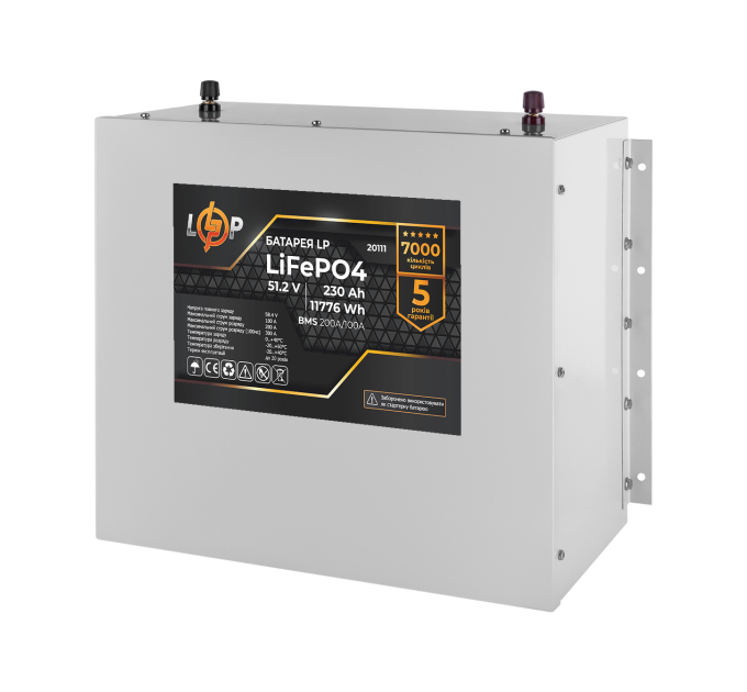 Акумулятор LP LiFePO4 48V (51,2V) - 230 Ah (11776Wh) (BMS 200A/100A) метал