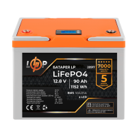 Акумулятор LP LiFePO4 для ДБЖ LCD 12V (12,8V) - 90 Ah (1152Wh) (BMS 50A/25A) пластик